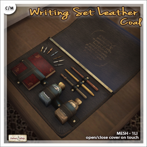 Second Life Marketplace [V/W] Writing Set Leather Coal 1 LI Mesh